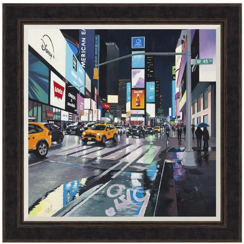 rainy day times square framed print by artist jo quigley