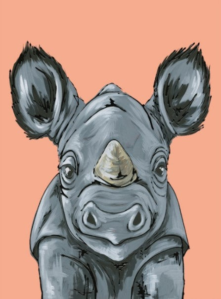 rhino rumble mounted print by artist amy louise