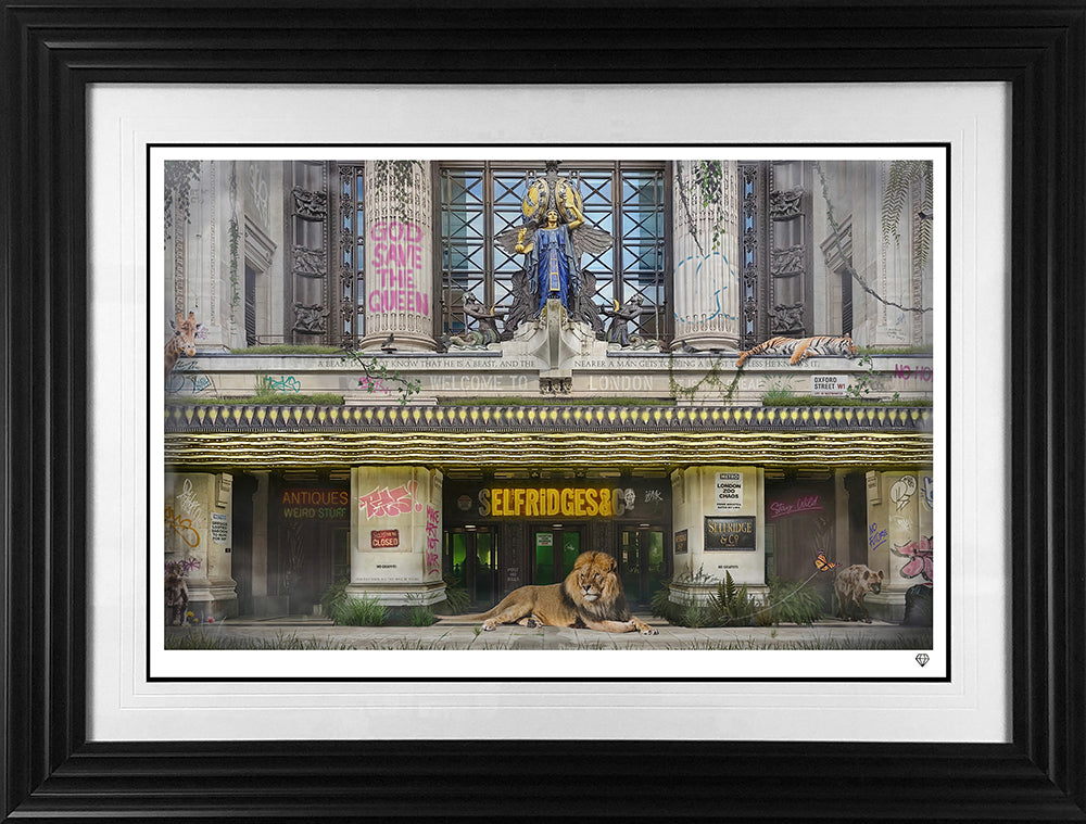 selfridges and co print framed in black by artist jj adams