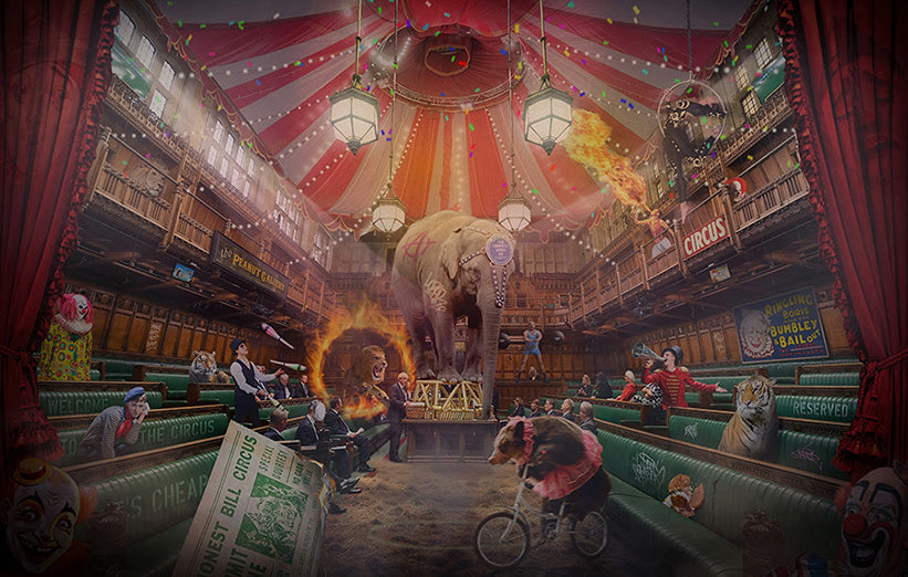 send in the clowns print by artist jj adams