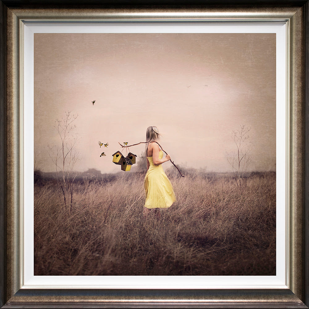 spring in her step deluxe framed print by artist michelle mackie