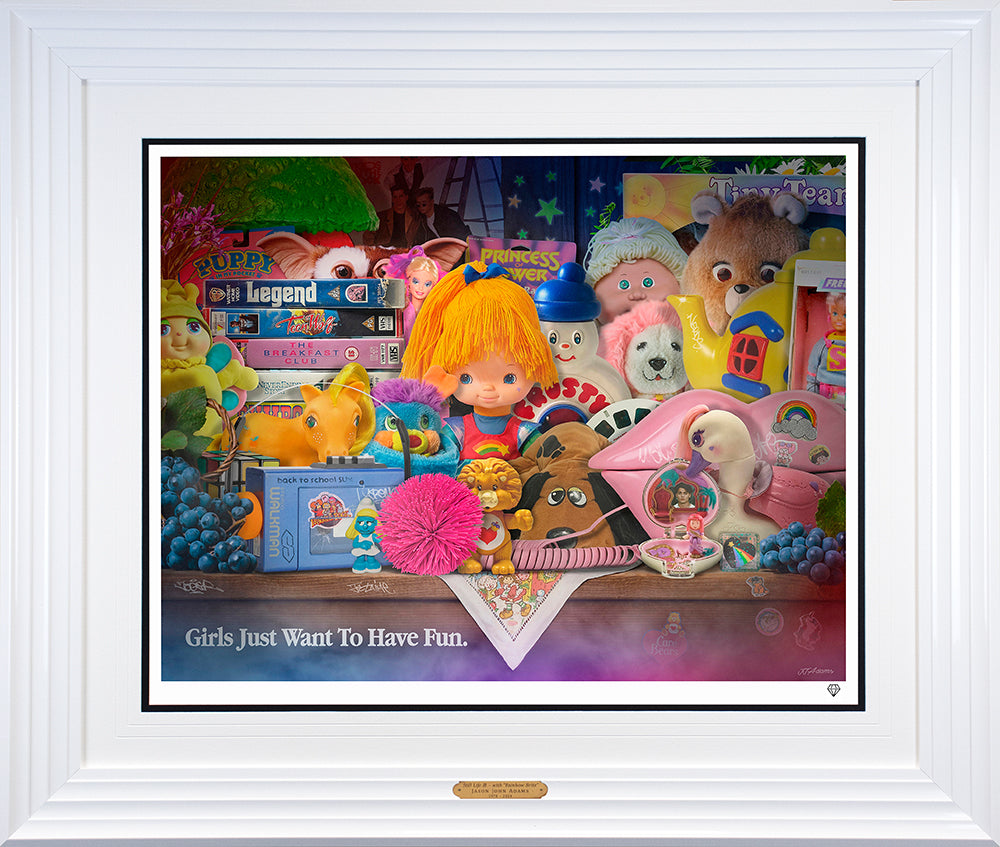 still life iii girls just want to have fun print framed in white by artist jj adams