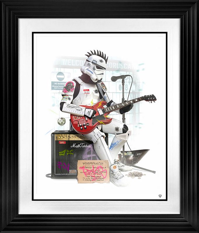the ballad of tk421 print framed in black by artist jj adams