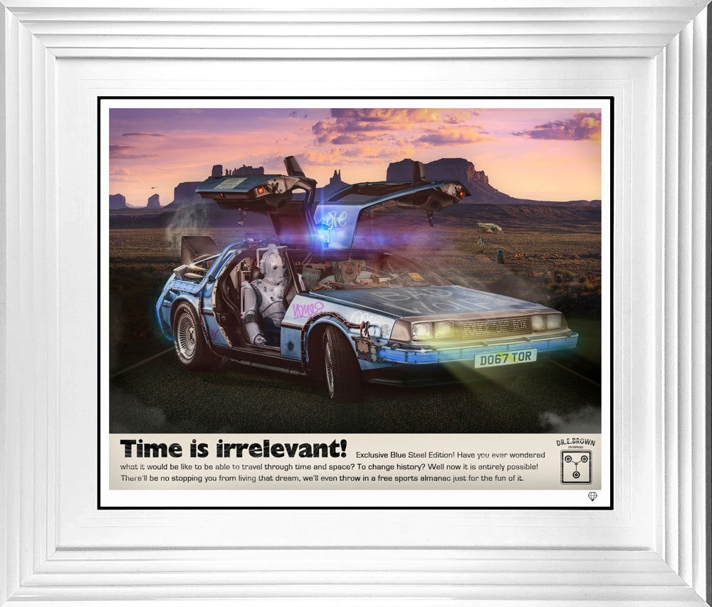 time lord print framed in white by artist jj adams