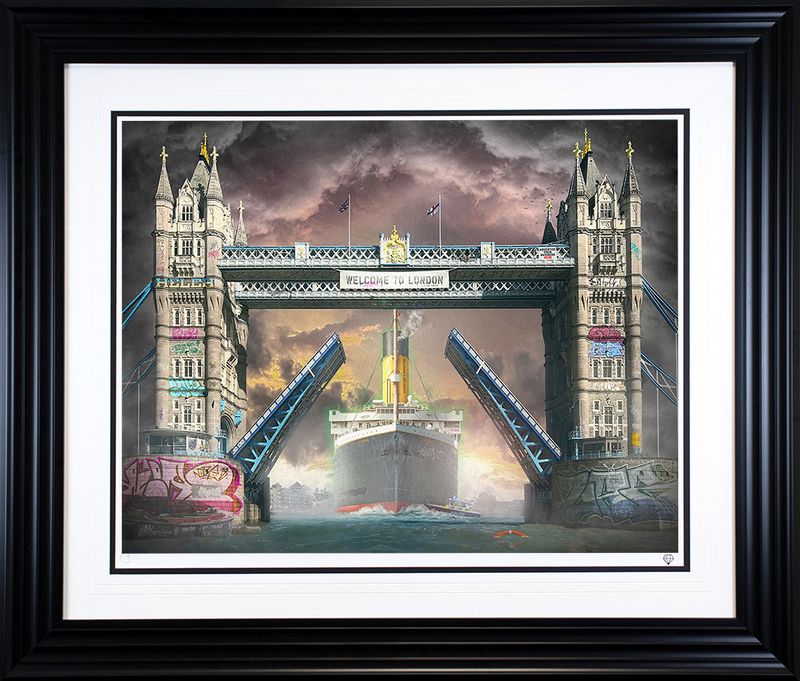 titanic return print framed in black by artist jj adams
