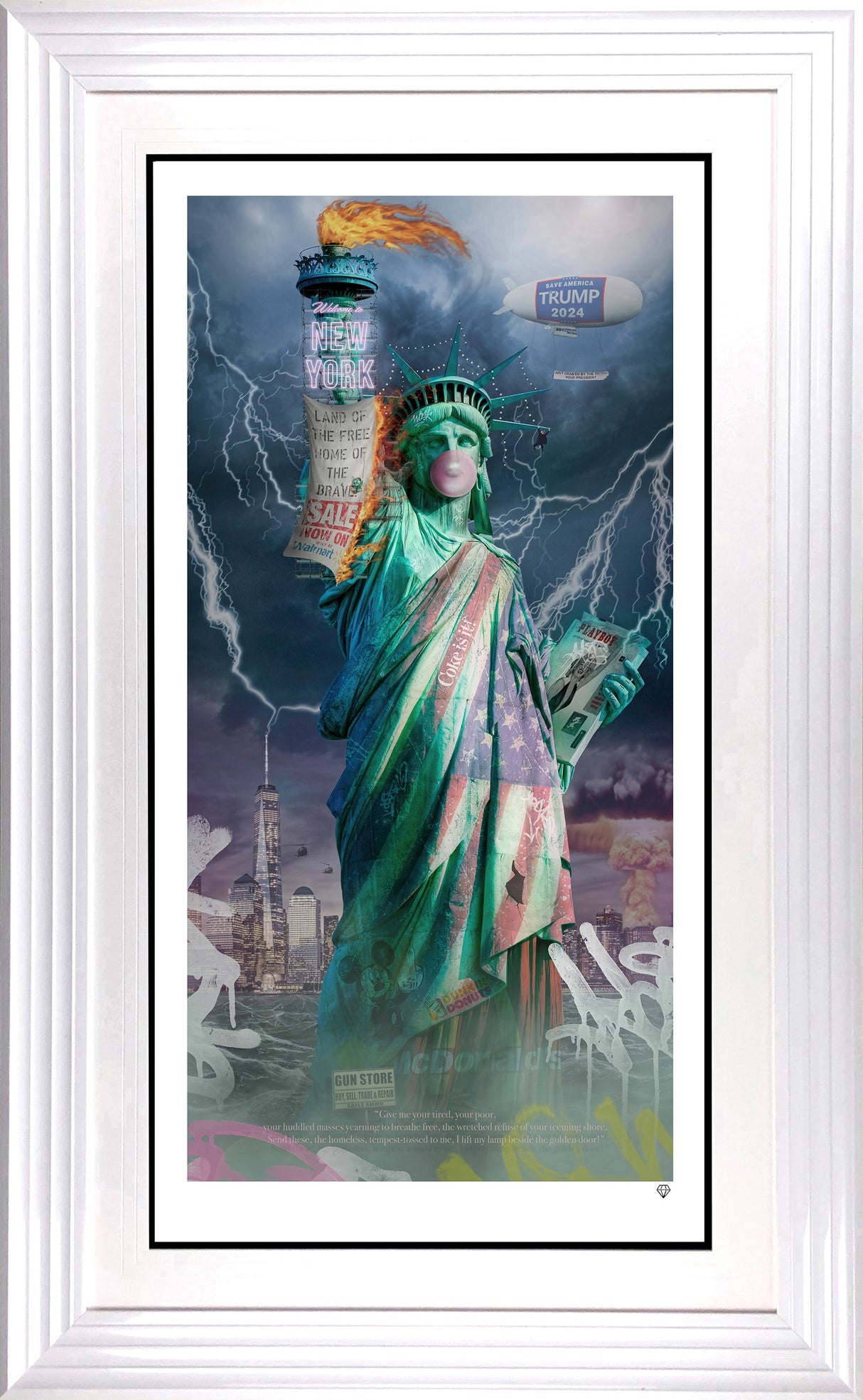 trumps liberty print framed in white by artist JJ adams