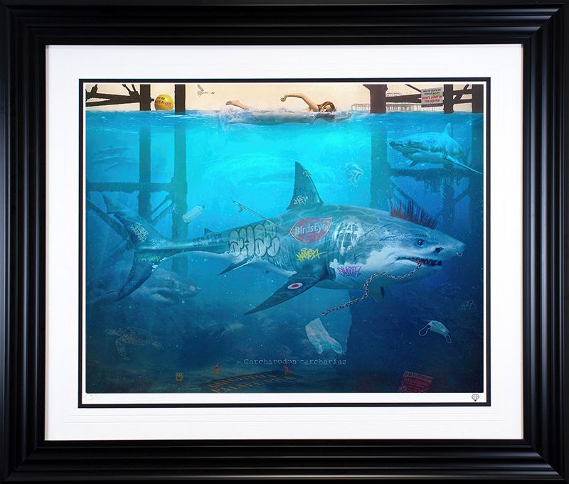 under the pier print framed in black by artist jj adams