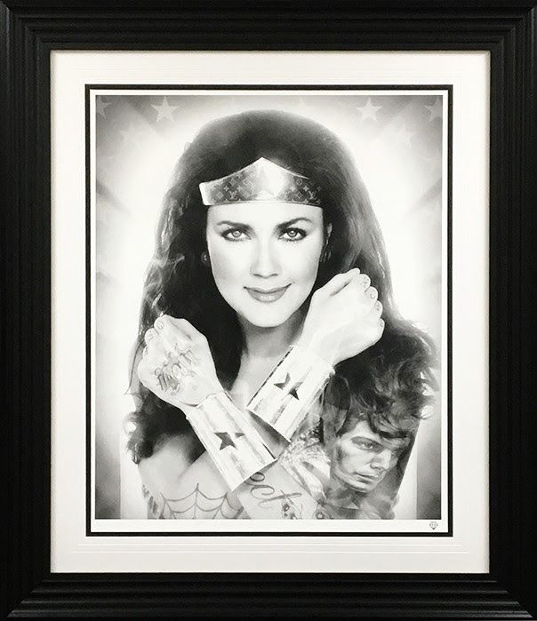 wonder woman black and white framed print by artist jj adams