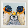 the splish splash squad a colourful framed original of a penguin family at bathtime by artist amy louise
