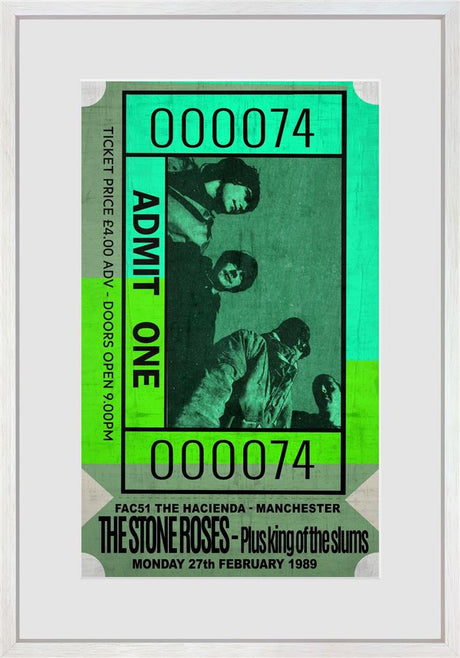 admit one the stone roses framed print by artist linda charles