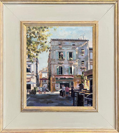 cafe light framed orignal by artist rachele dryden smith