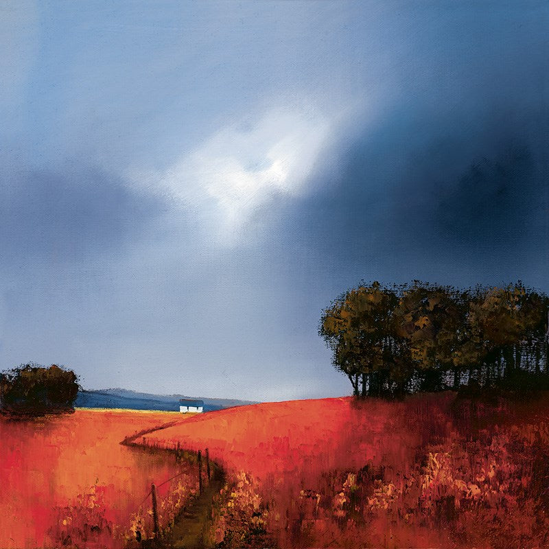 Crimson Fields of Home Print on Board Only by Artist Barry Hilton