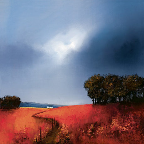 Crimson Fields of Home Print on Board Only by Artist Barry Hilton