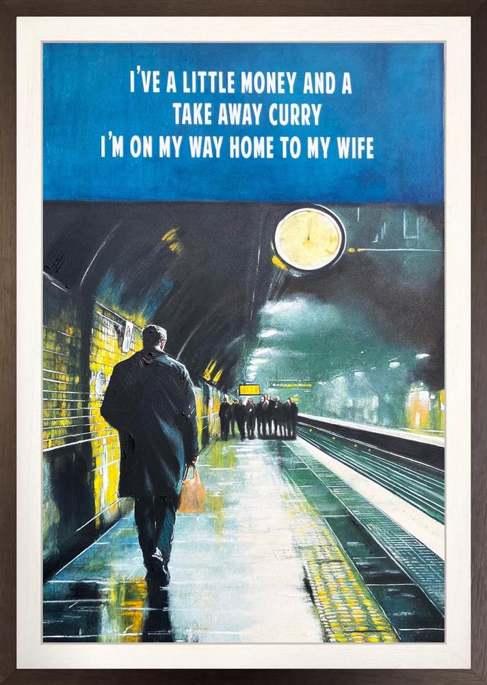down in the tube station at midnight framed original by artist Linda Charles