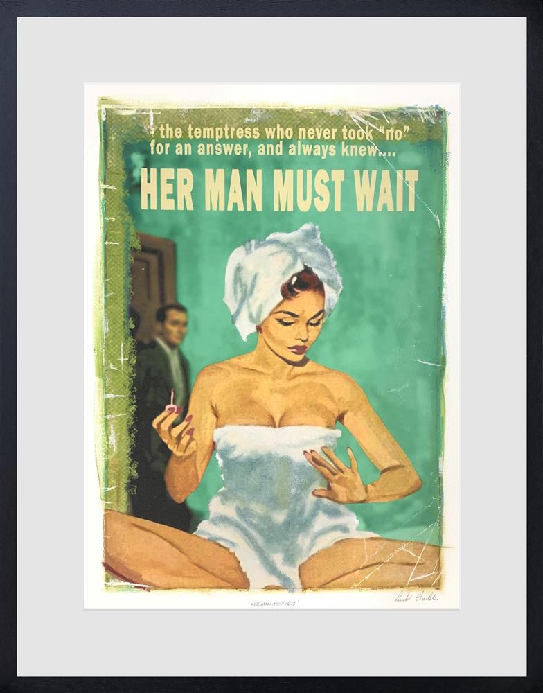 her man must wait framed print by artist linda charles