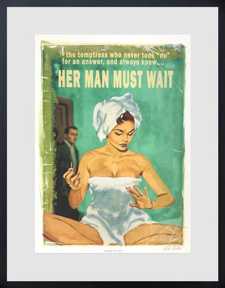 her man must wait framed print by artist linda charles