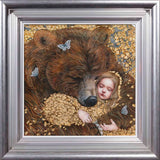 hibernation framed in silver hand embellished print by artist kerry darlingtpn