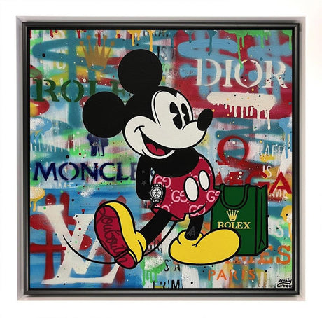 retro mickey framed original by artist emily crook
