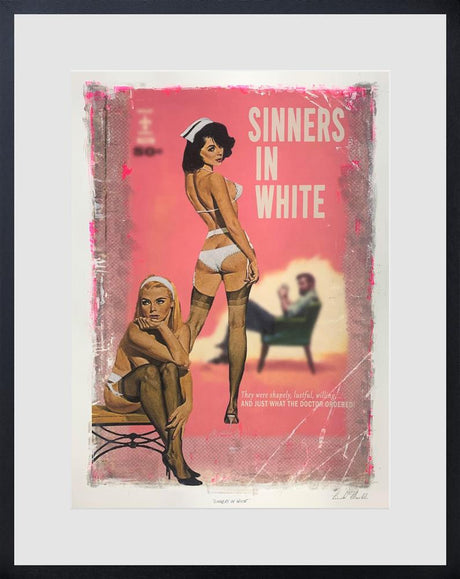 sinners in white framed print by artist linda charles