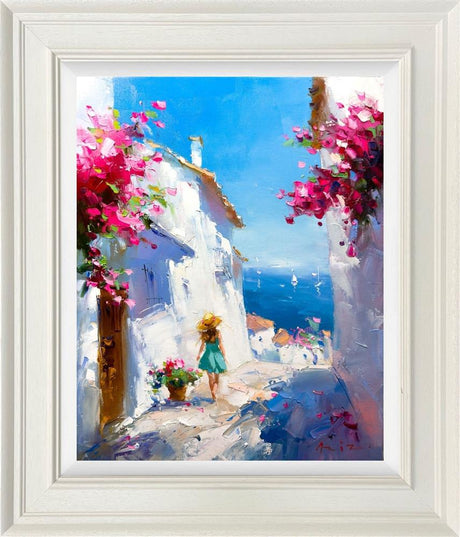 steps to the sea framed original by artist aziz