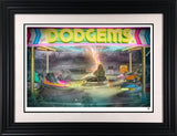 dodgems print framed in black by artist jj adams