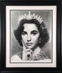 elizabethe taylor black and white print framed in black by artist jj adams