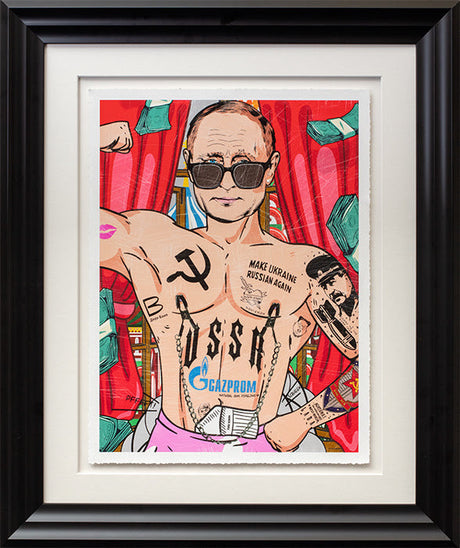 from russia with love print framed in black by artist jj adams