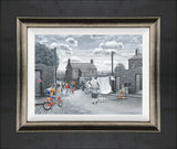 get peddlin canvas framed print by artist leigh lambert