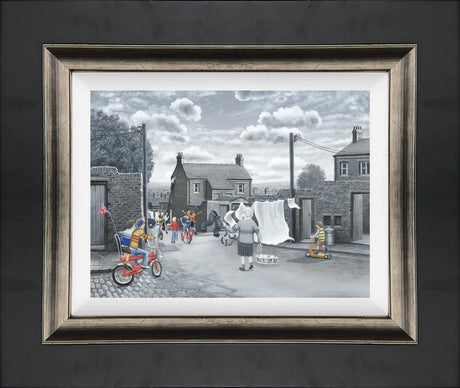 get peddlin canvas framed print by artist leigh lambert