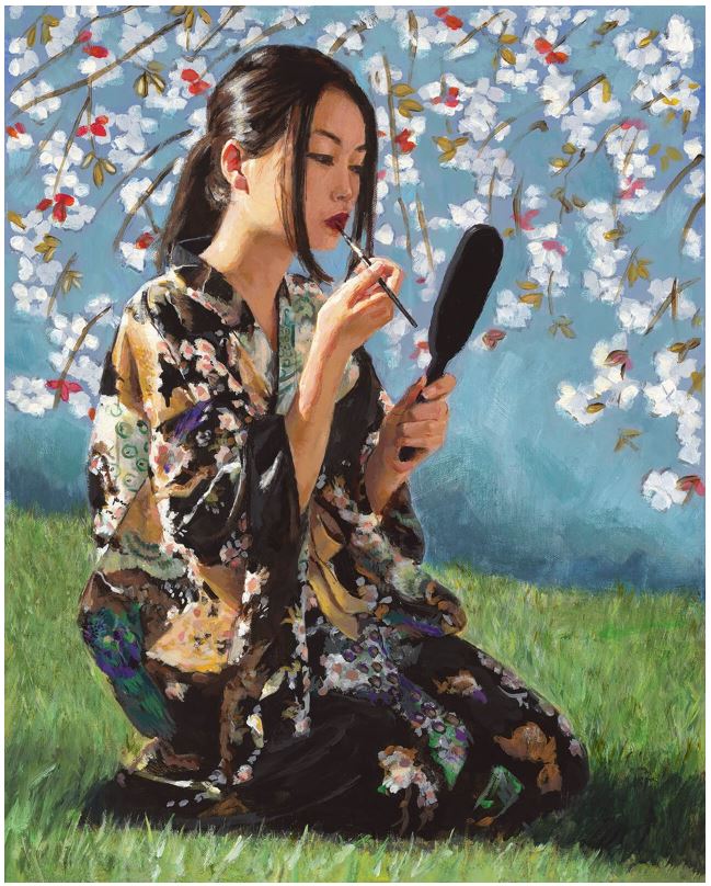 Geisha With White Flowers I