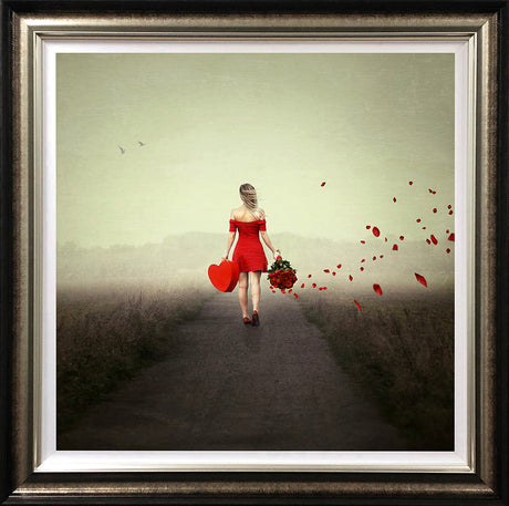hearts and roses deluxe framed print by artist michelle mackie