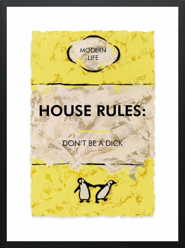 house rules framed print by artist hue folk
