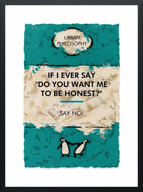 say no framed print by artist hue folk