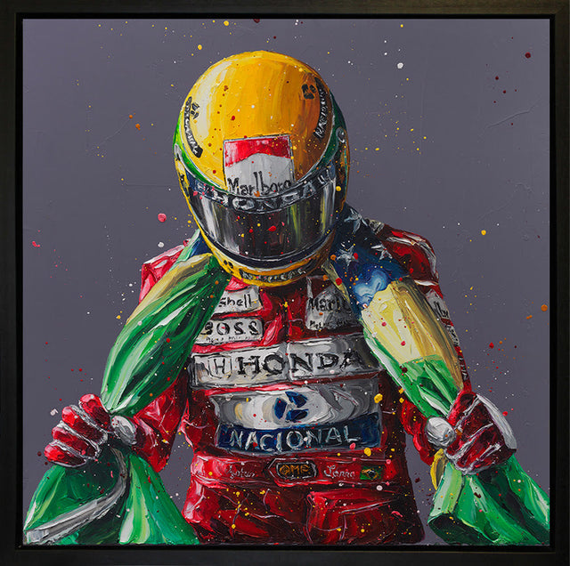 senna flag ii hand embellished canvas framed by artist paul oz