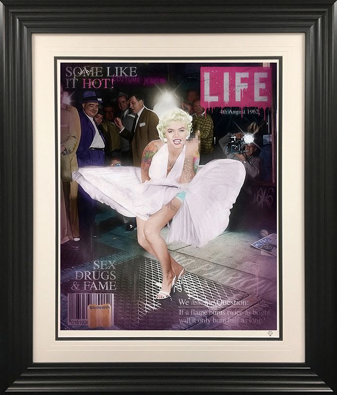 some like it hot colour print framed in black by artist jj adams