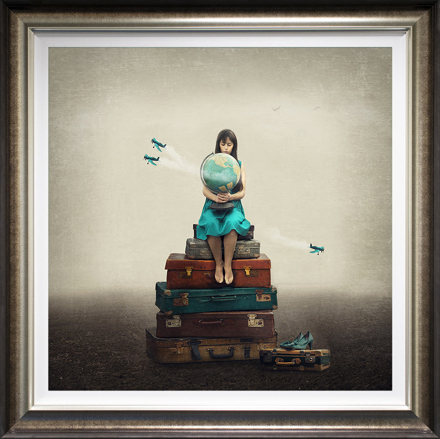 the whole world in her hands deluxe framed print by artist michelle mackie