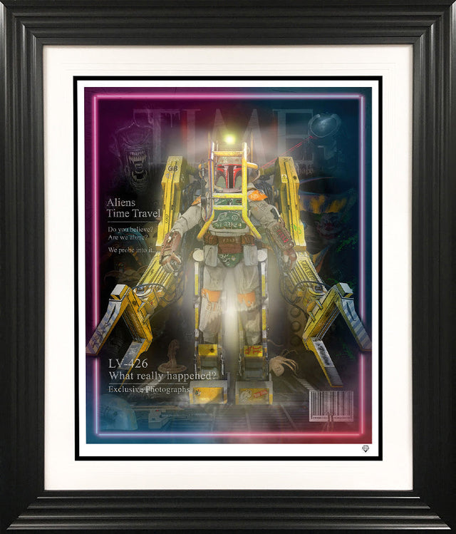 time travellers return print framed in black by artist jj adams