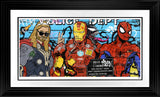 unusual suspects print framed in black by artist jj adams