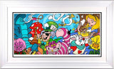 were all mad here print framed in white by artist jj adams