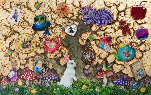 what alice found there framed in silver hand embellished print by artist kerry darlington